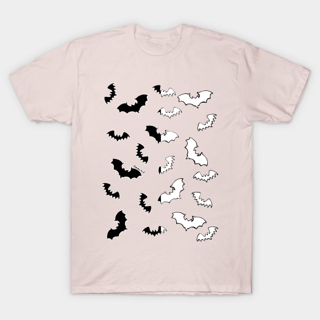 Split-Color Bats T-Shirt by Jan Grackle